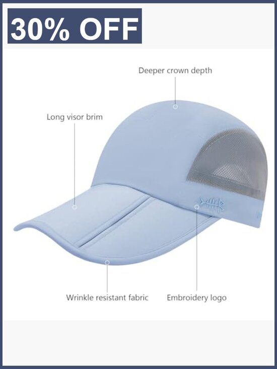 UPF 50+ Folding Fishing Baseball Cap Water Resistant Outdoor Hats for Hiking main image 7